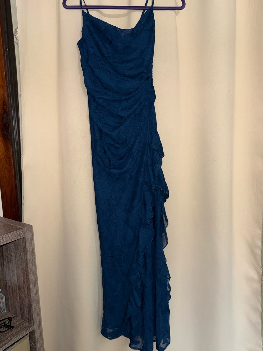 Hello Molly Teal-Blue Spaghetti Strap Draped Maxi Dress - Picture 4 of 7